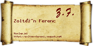 Zoltán Ferenc névjegykártya