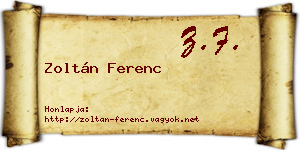 Zoltán Ferenc névjegykártya